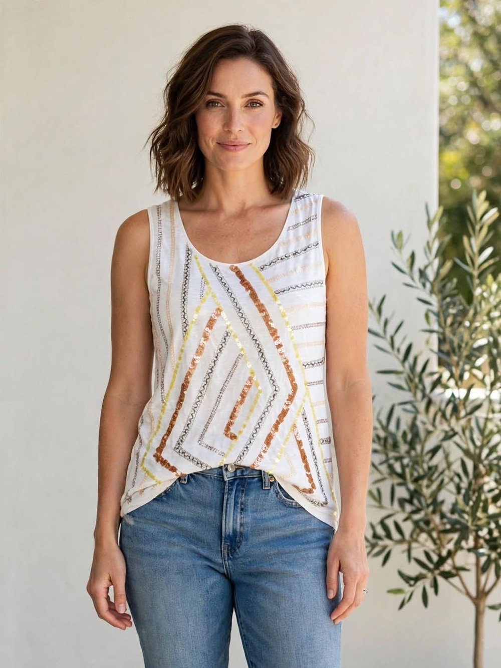 Coldwater Creek Sequin Striped Tank Top – Size 10
